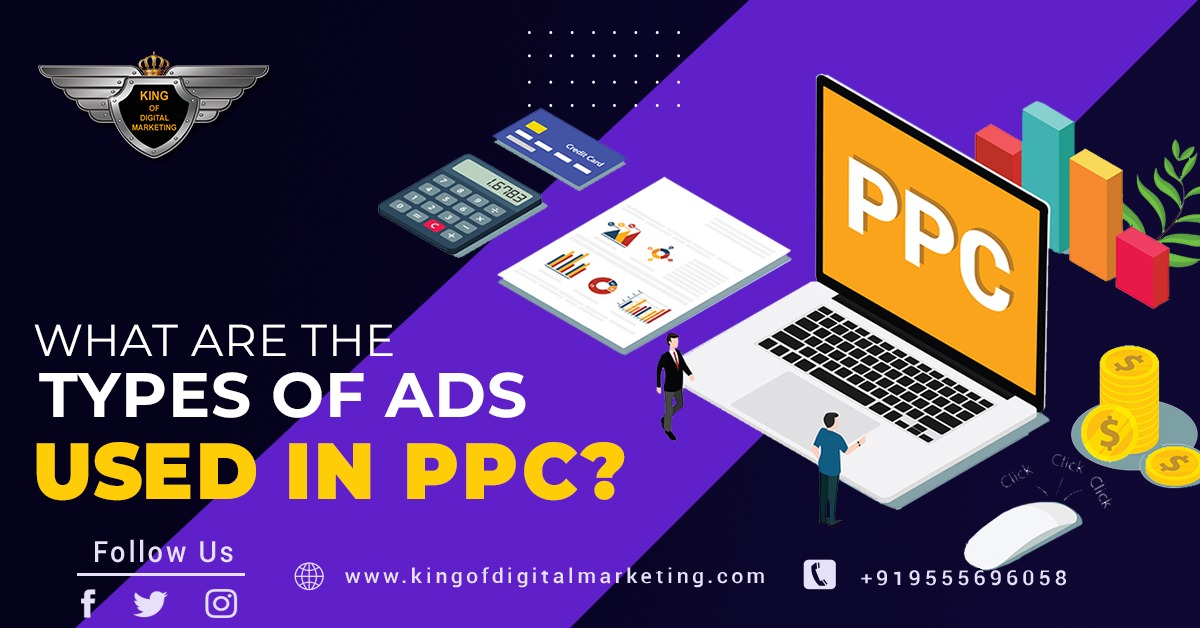 What are the different types of ads used in PPC?